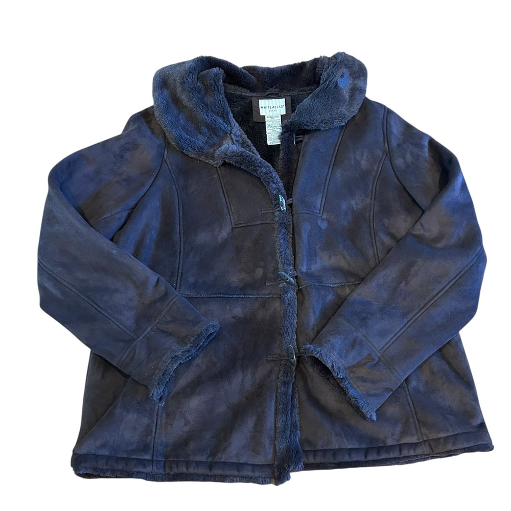 White Stag Faux Suede Sherpa Coat Brown Plus Size 3X